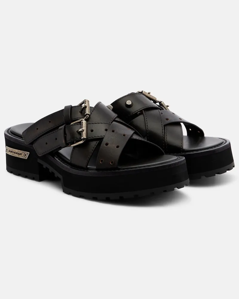 Balenciaga Mules Venom in pelle con plateau Marrone