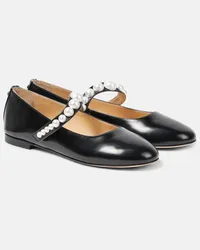 Mach & Mach Ballerine Mary Jane Sirene in pelle Nero