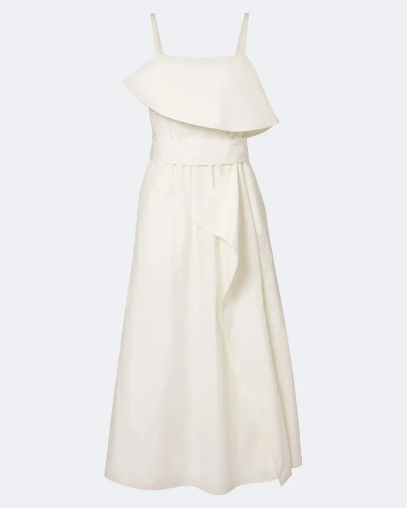 Proenza Schouler Abito midi Reign in misto cotone con volant Bianco