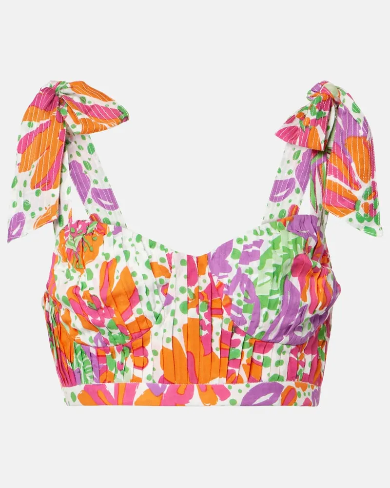 Poupette St Barth Top cropped Carla con stampa Rosa