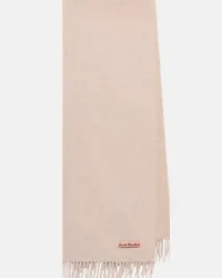 Acne Studios Sciarpa in lana con frange Beige