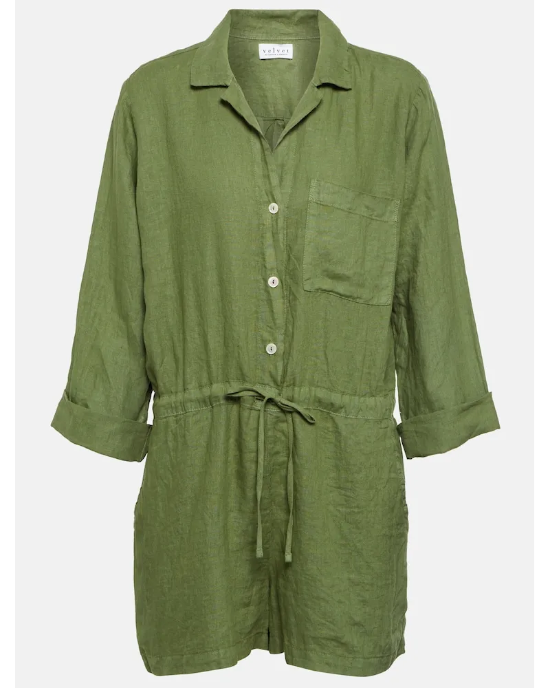 Velvet Jumpsuit corta Ruth in cotone Verde