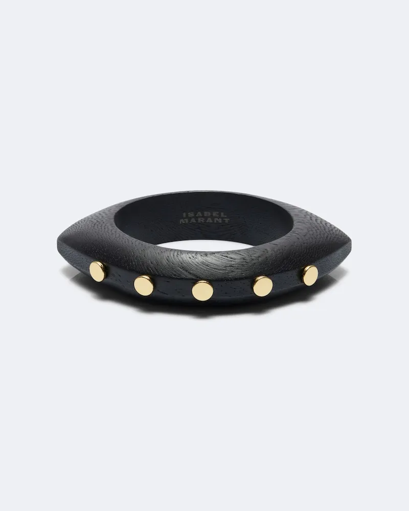 Isabel Marant Bracciale Layla in legno con borchie Nero