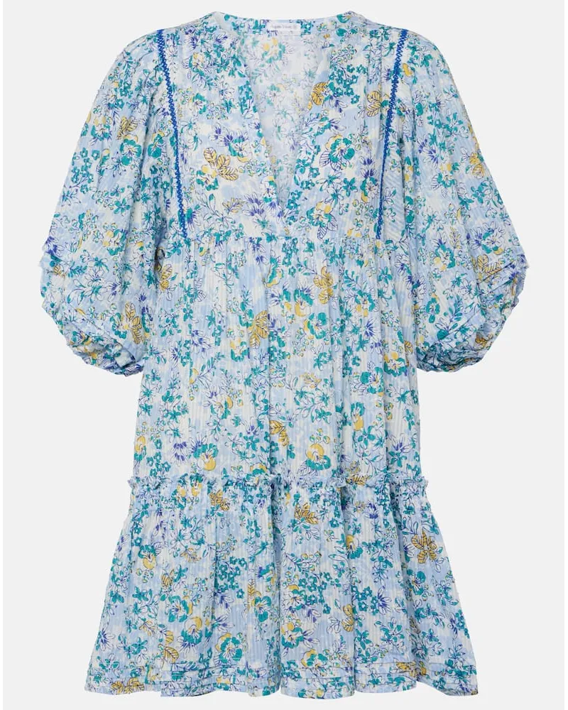 Poupette St Barth Miniabito Aria in cotone con stampa Blu