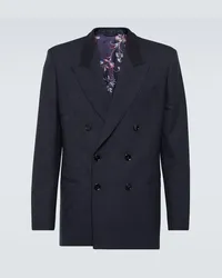 Etro Blazer doppiopetto in jacquard di lana Blu