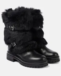 Gianvito Rossi Stivaletti Maverick in pelle con shearling Nero