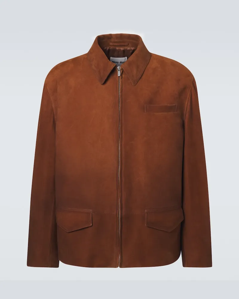 Miu Miu Giacca blouson in suede Marrone