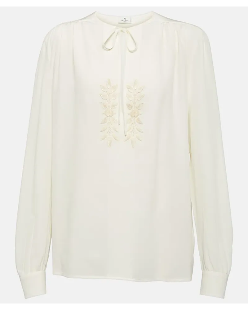 Etro Blusa in seta con ricamo Bianco
