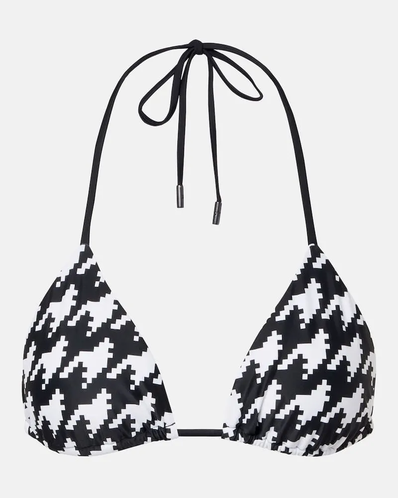 Perfect Moment Top bikini con stampa pied-de-poule Nero