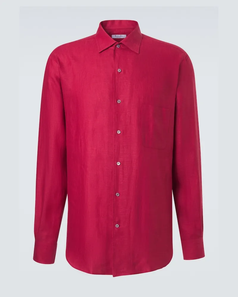 Loro Piana Camicia AndrÃ© in lino Rosso