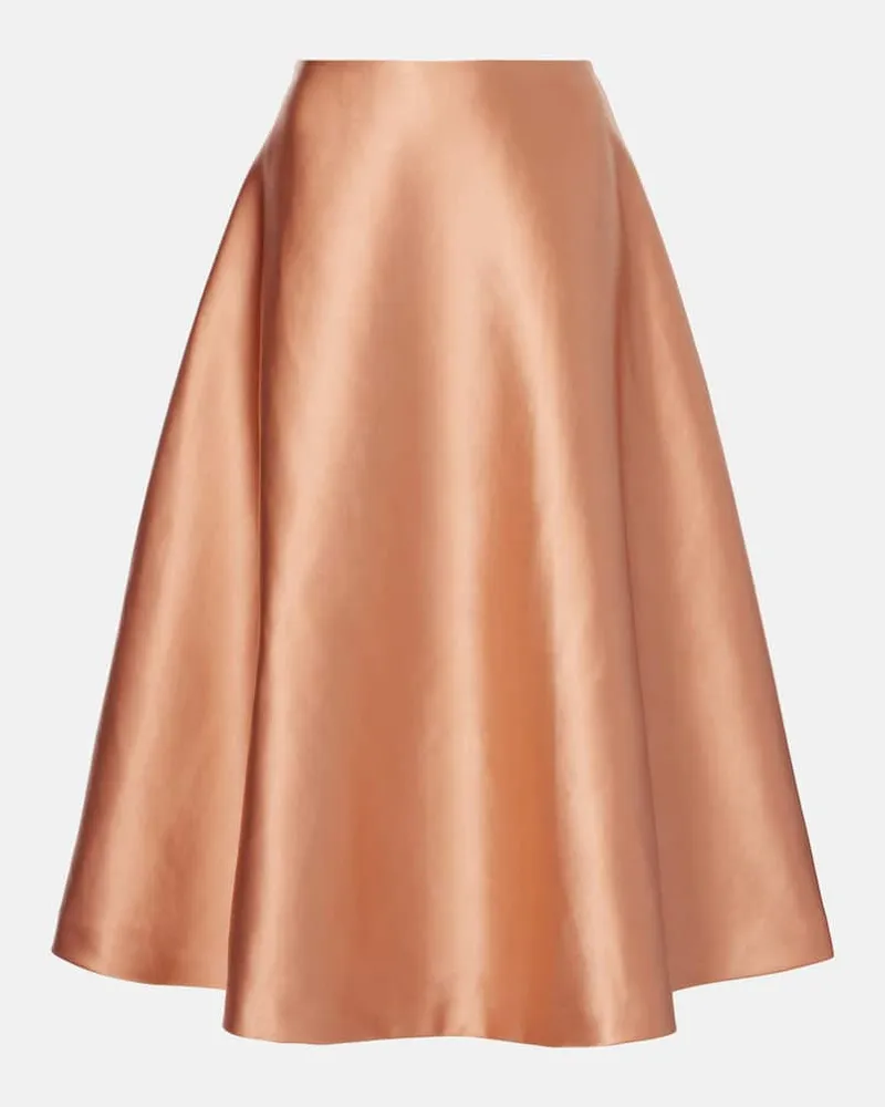 Carolina Herrera New York Gonna midi in raso Marrone