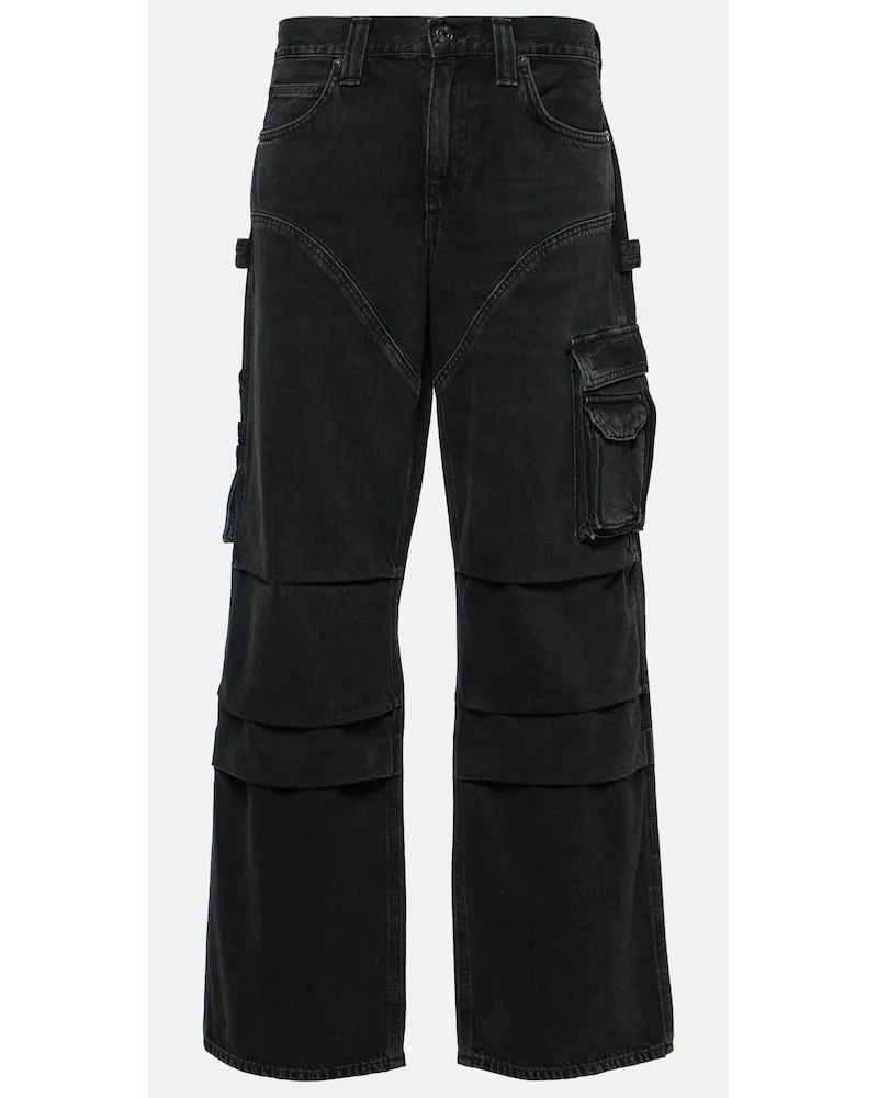 AGOLDE Jeans cargo Nera regular a vita media Nero