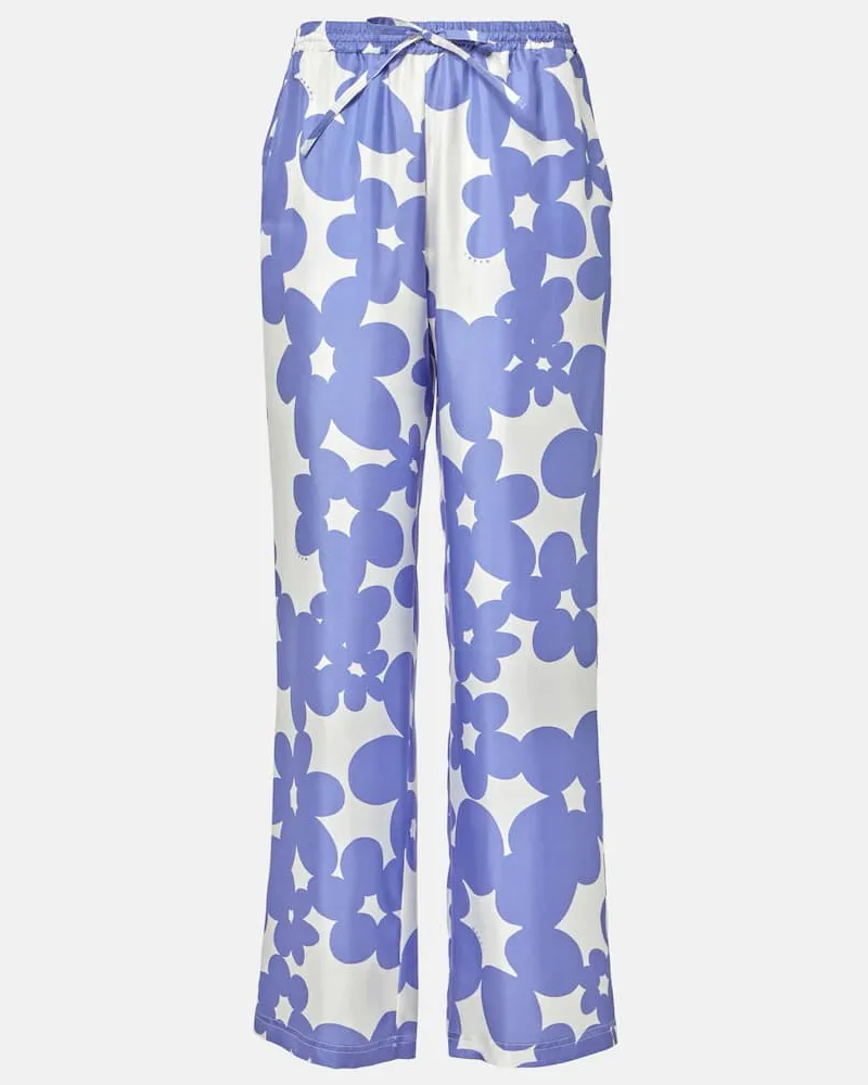 Marni Pantaloni a gamba larga in seta Blu