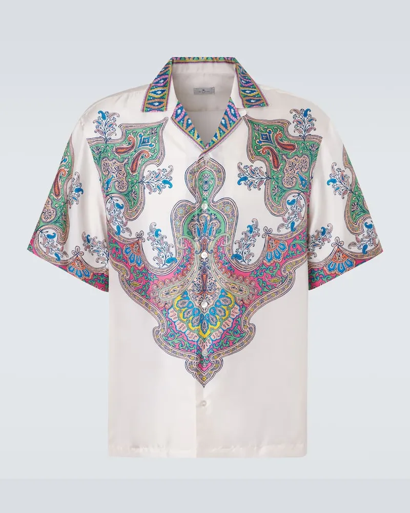 Etro Camicia bowling in twill di seta con stampa Multicolore