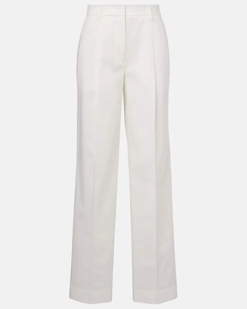 Totême Pantaloni regular in cotone a vita alta Bianco