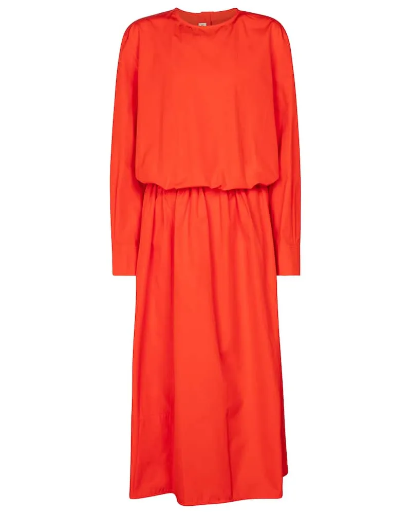 Marni Abito midi in popeline di cotone Rosso