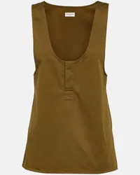 Saint Laurent Tank top in twill di cotone e lino Marrone