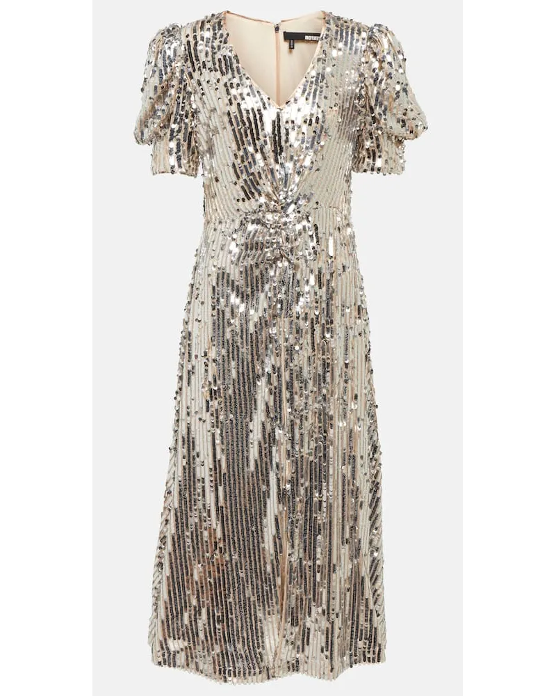 ROTATE Birger Christensen Abito midi Sierina con paillettes Argento