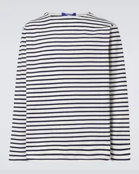 Junya Watanabe T-shirt di misto cotone a righe Bianco