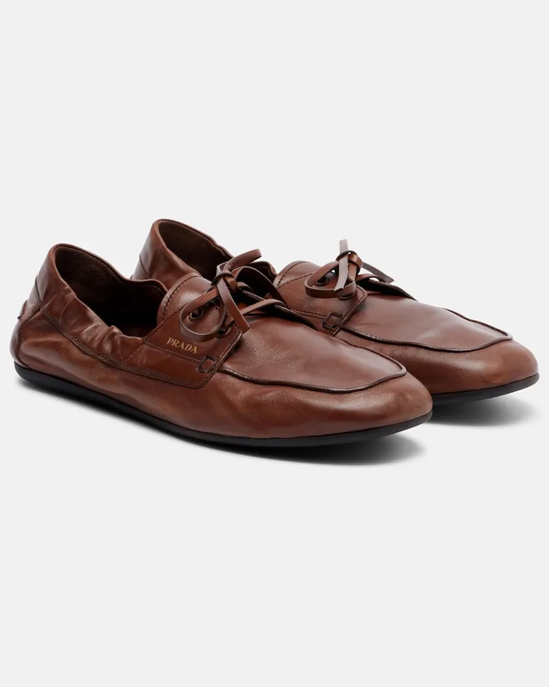 Prada Scarpe da barca Shuffle in pelle Marrone