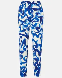 Dries van Noten Pantaloni slim con stampa Blu