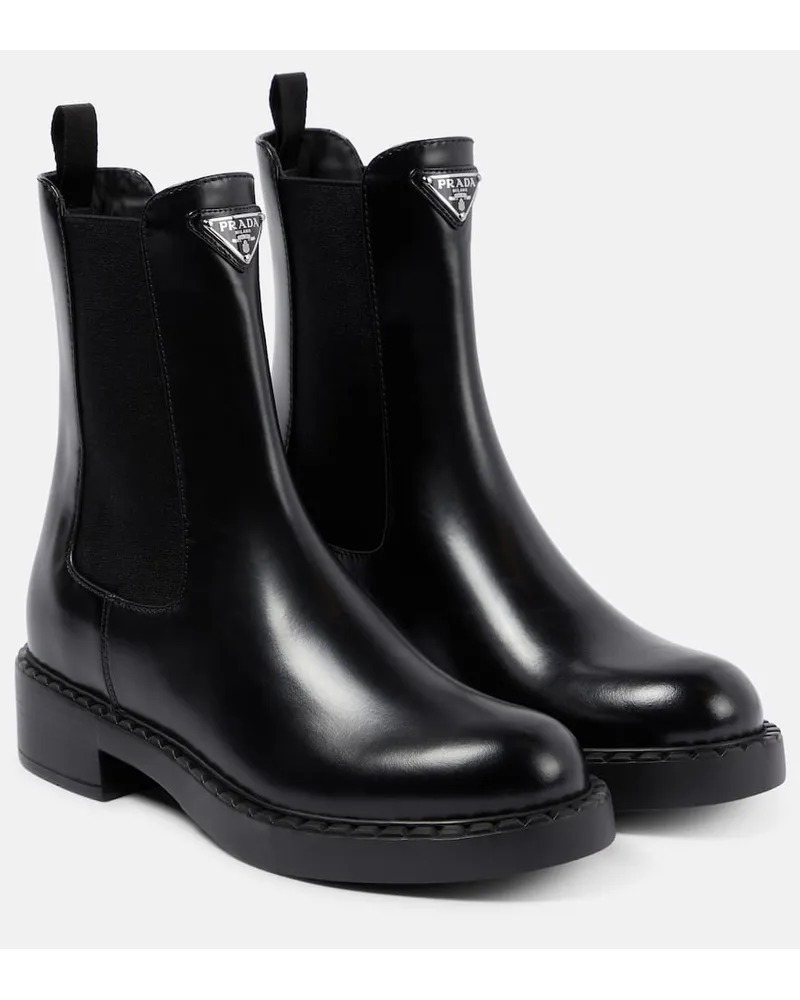 Prada Stivaletti in pelle con logo Nero