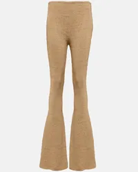 Magda Butrym Leggings flared a vita alta in crochet Beige