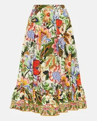 Etro Gonna midi in cotone con stampa floreale Multicolore