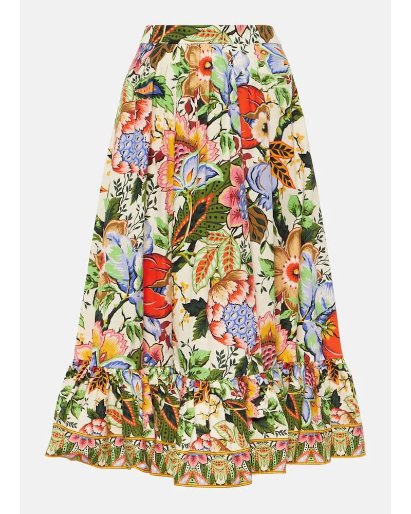 Etro Gonna midi in cotone con stampa floreale Multicolore
