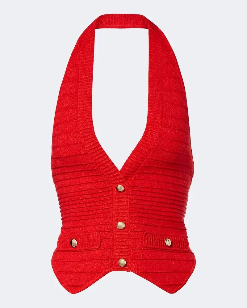 Retrofête Retrofête Top cropped Tinsley in maglia Rosso