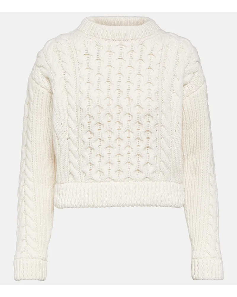 Patou Pullover in cashmere a trecce Bianco
