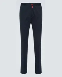 Kiton Pantaloni regular in jersey di cotone Blu