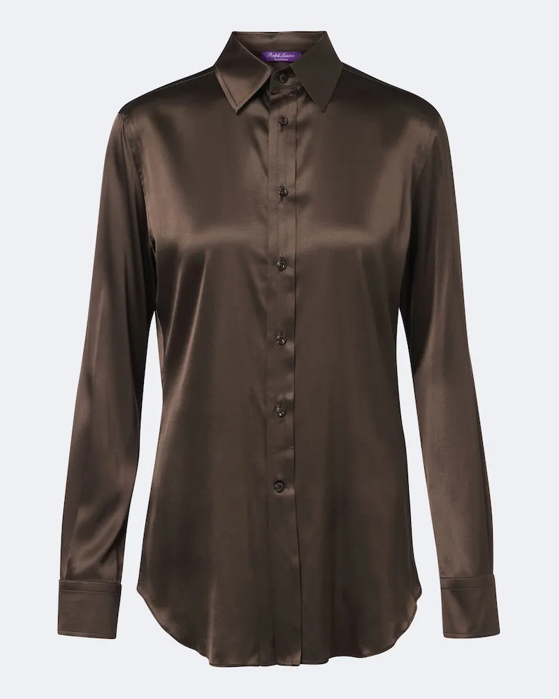 Ralph Lauren Camicia in raso di misto seta Marrone