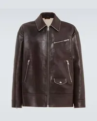 Gucci Giacca biker in pelle Marrone