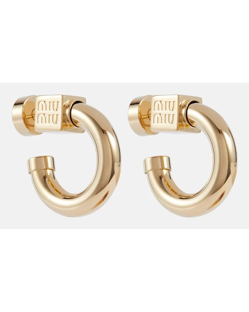 Miu Miu Orecchini a cerchio con logo Oro