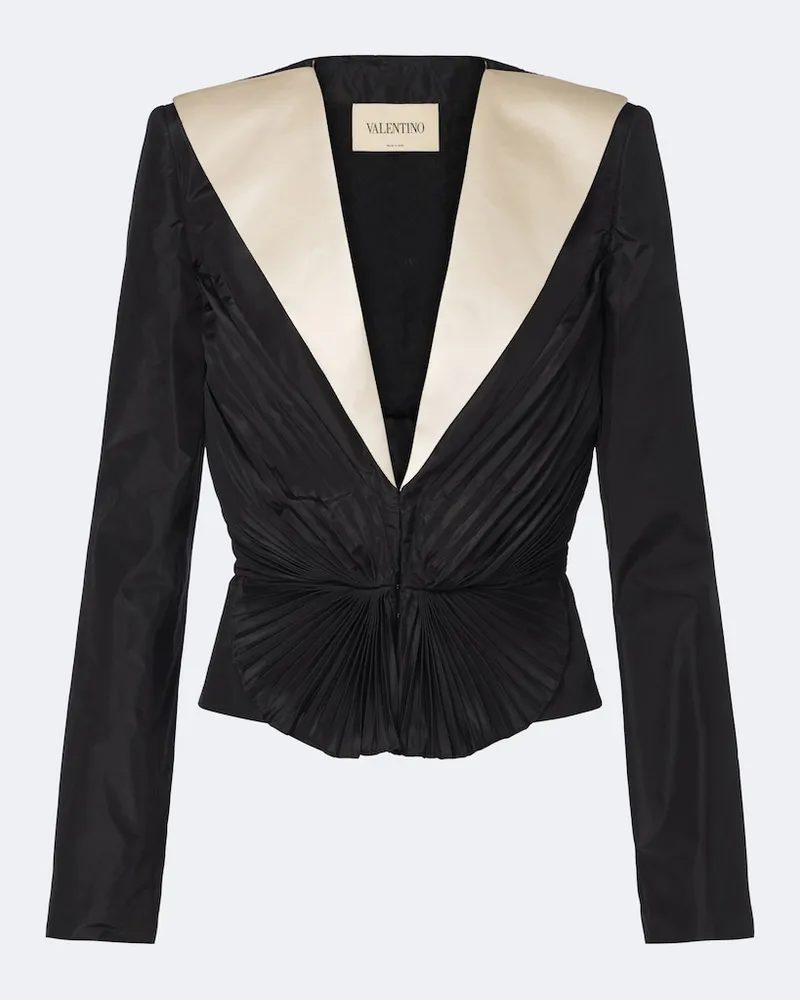 Valentino Garavani Blazer in taffetà di seta plissé Nero