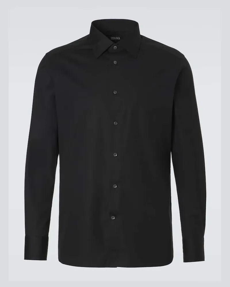 Ermenegildo Zegna Camicia in popeline di cotone Nero