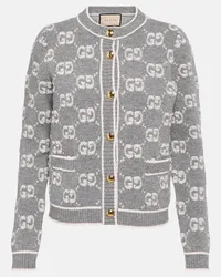 Gucci Cardigan GG in lana bouclé jacquard Grigio