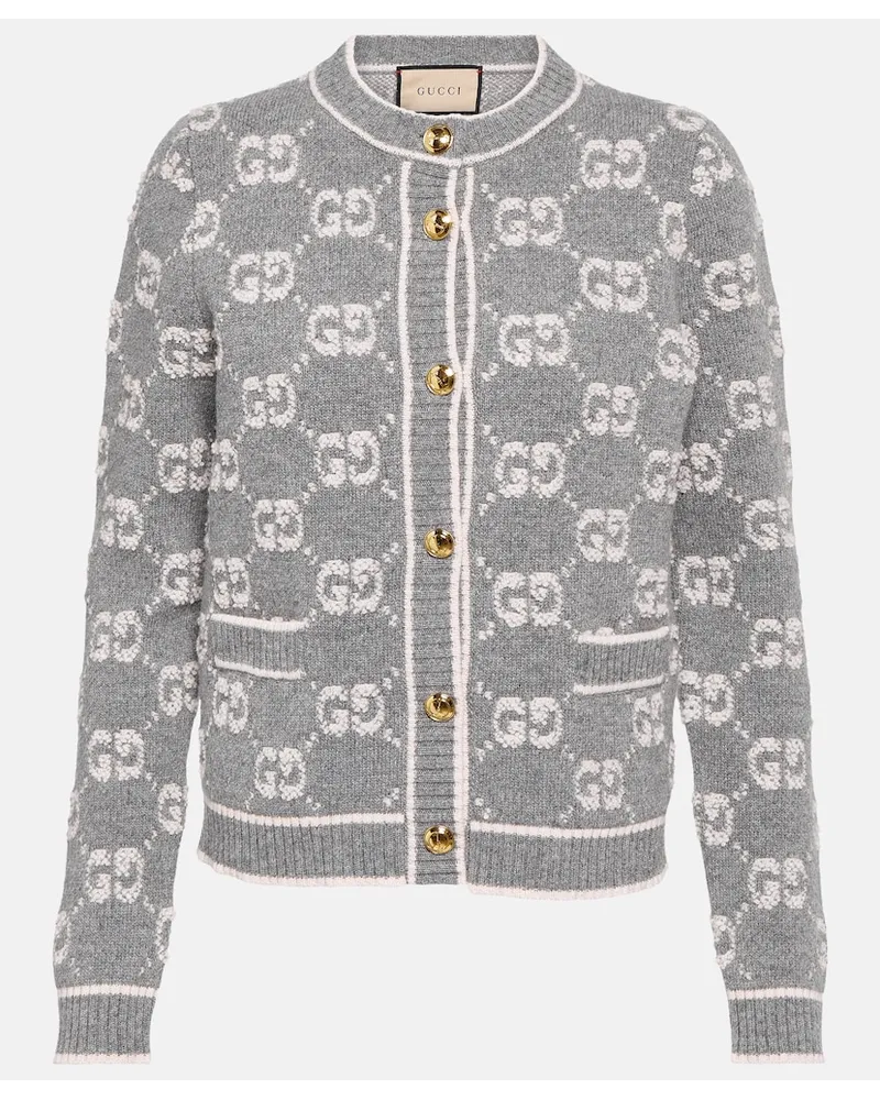 Gucci Cardigan GG in lana bouclÃ© jacquard Grigio