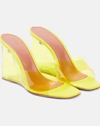 Amina Muaddi Mules con zeppa Lupita in PVC Giallo