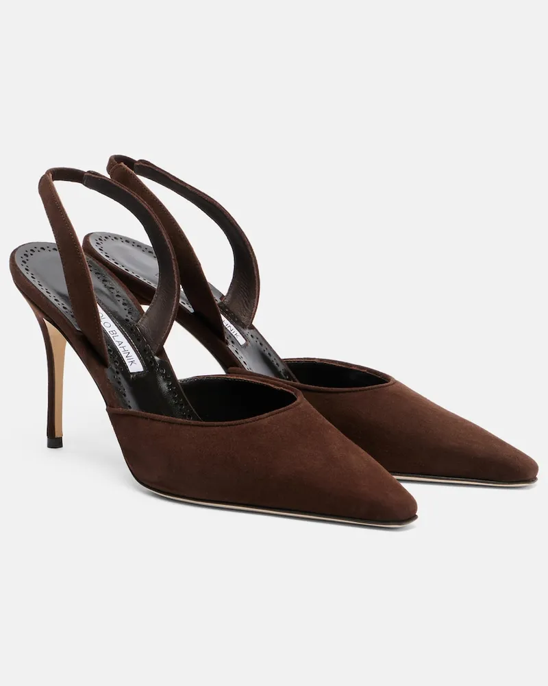 Manolo Blahnik Pumps slingback Borelapla in suede Marrone