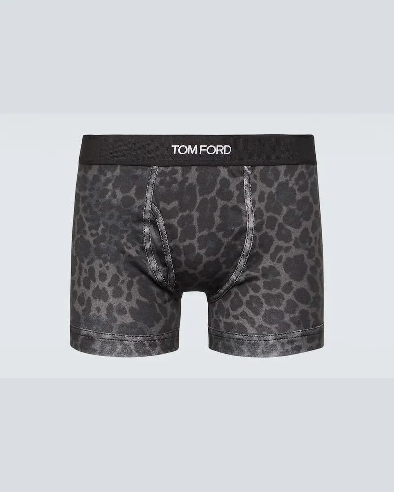 Tom Ford Boxer in misto cotone con stampa Grigio