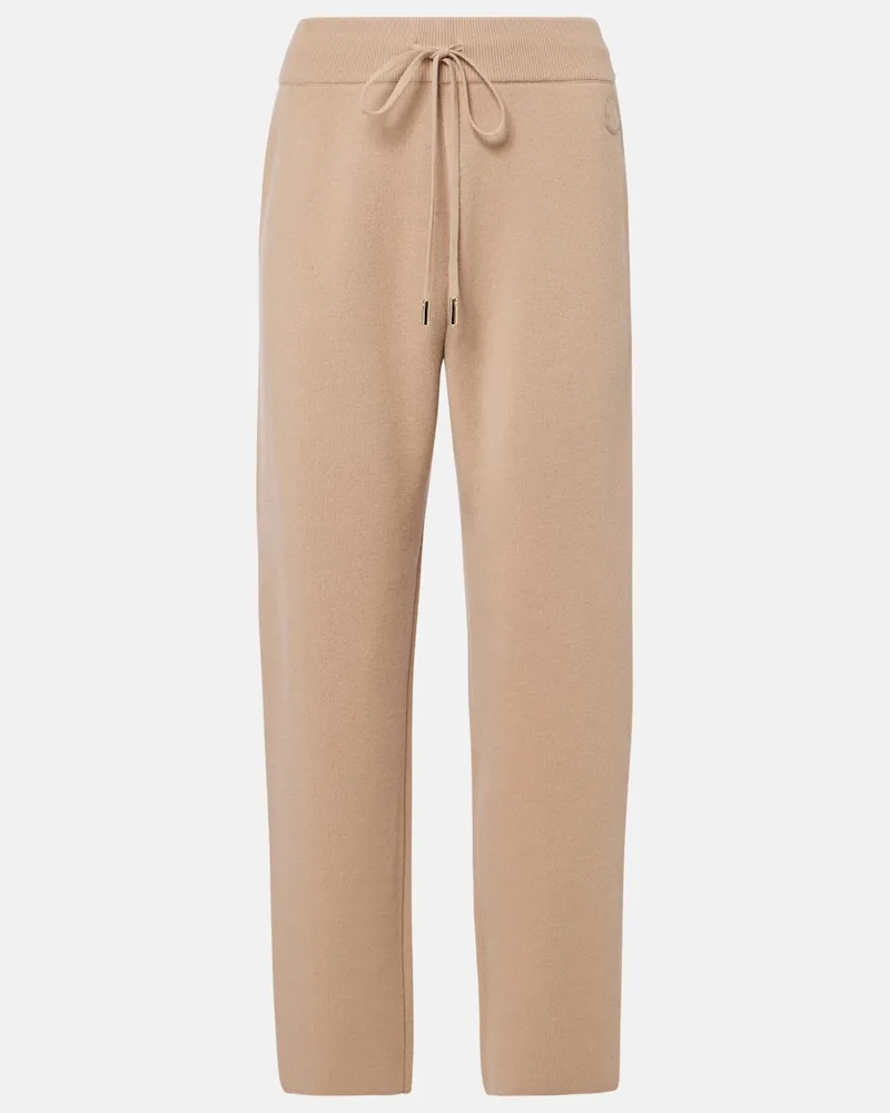 Moncler Pantaloni sportivi in lana e cashmere Nero