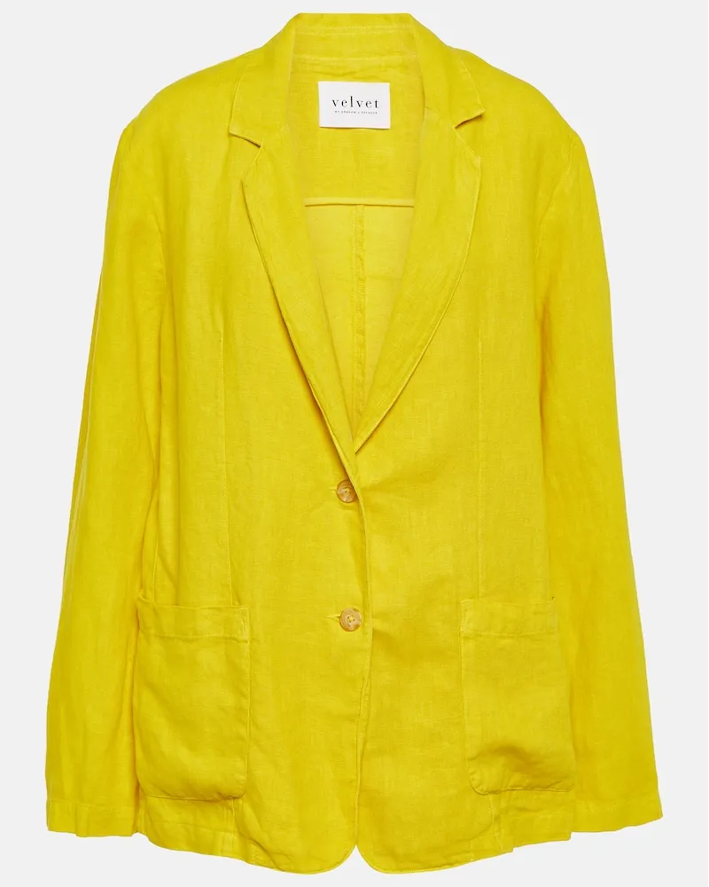 Velvet Blazer Cassie in lino Giallo