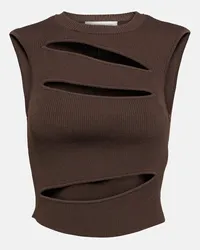 Christopher Esber Top in maglia a coste con cut-out Marrone