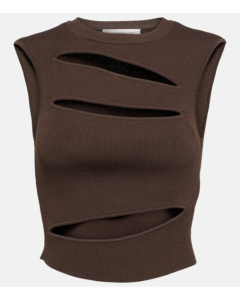 Christopher Esber Top in maglia a coste con cut-out Marrone