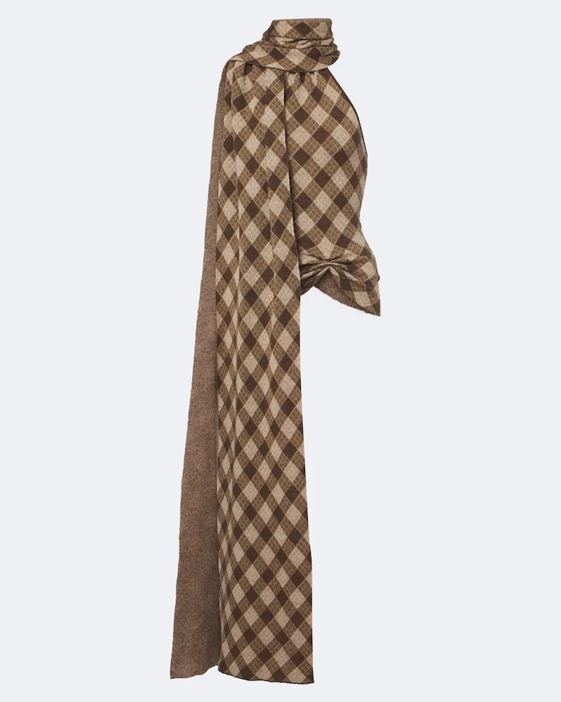 Aya Muse Top Kae a quadri con scollo all'americana Marrone