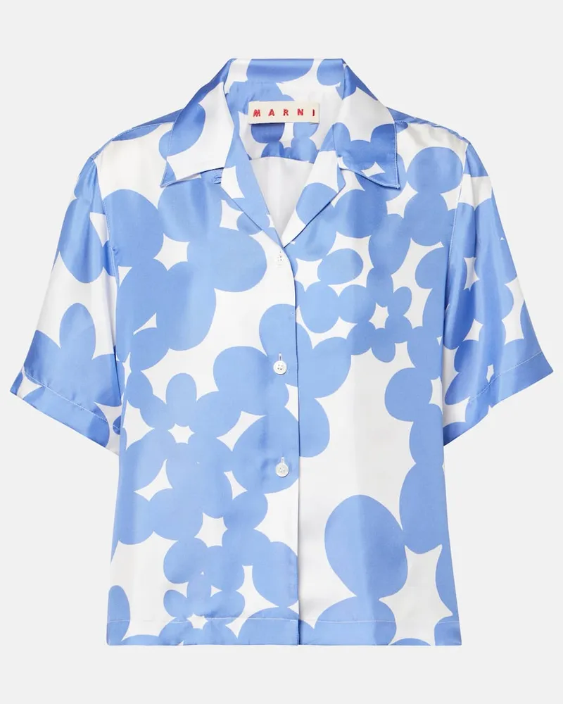 Marni Camicia in seta con stampa floreale Blu