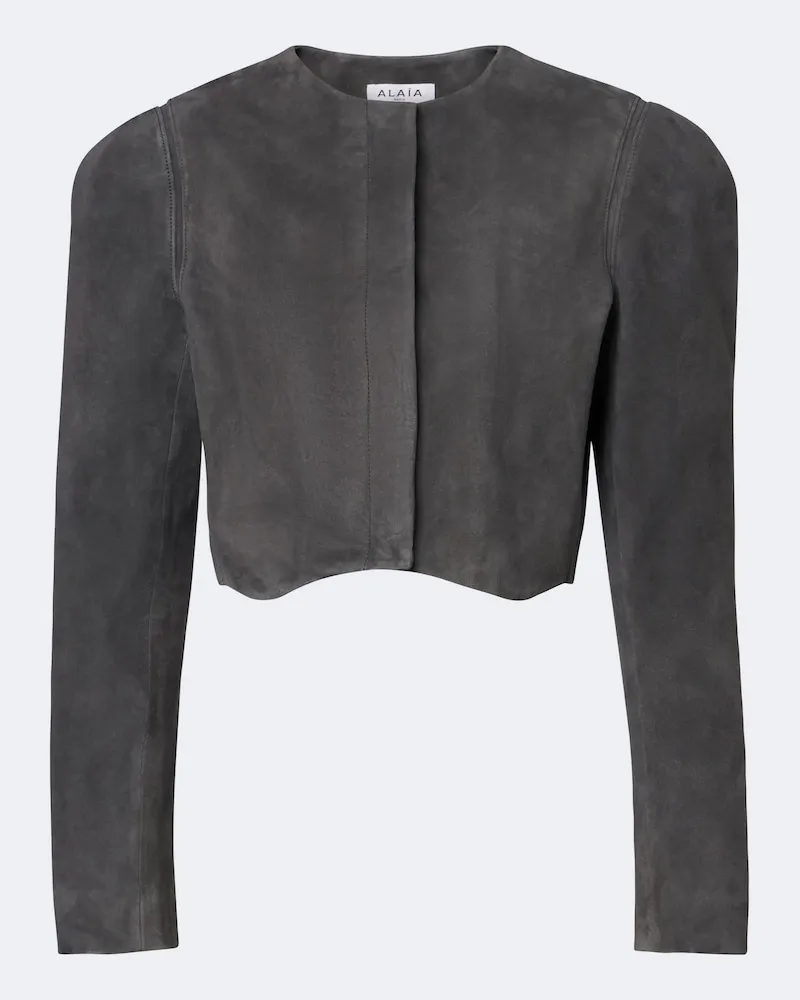 Alaïa Alaïa Giacca cropped in suede Grigio