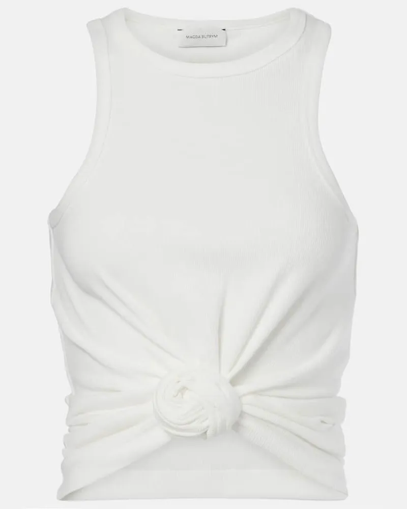 Magda Butrym Top in misto cotone arricciato Bianco